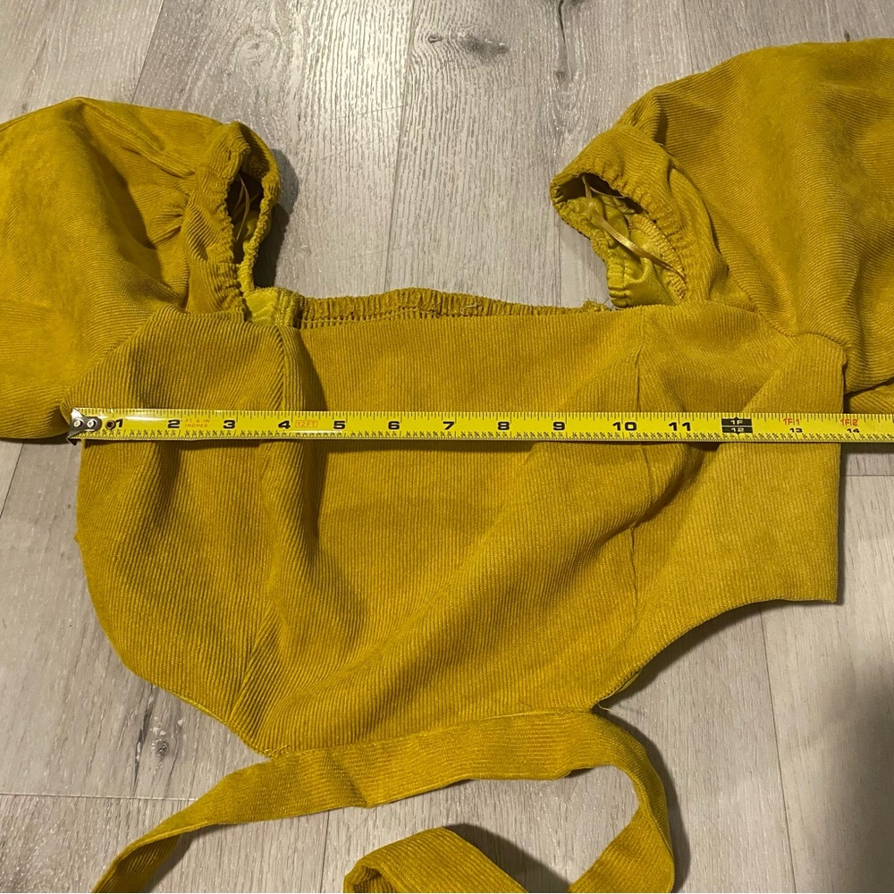 Style & Co Women's Yellow Balloon‎ Sleeve Crop Top Size L - Picture 13 of 15